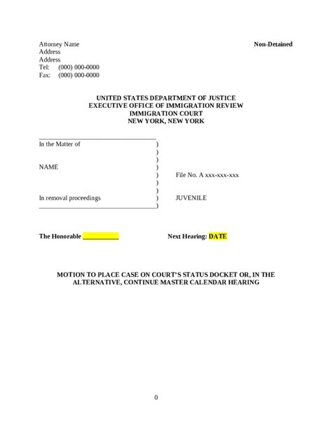 A <b>motion</b> to rescind an in absentia order based on back of notice can be filed at any time, while a <b>motion</b> to rescind based on exceptional circumstances generally must be filed within 180 days after the date of the IJ issued the <b>removal</b> order. . Sample motion to terminate removal proceedings